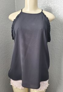 Candies Ruffle Dull Black Top